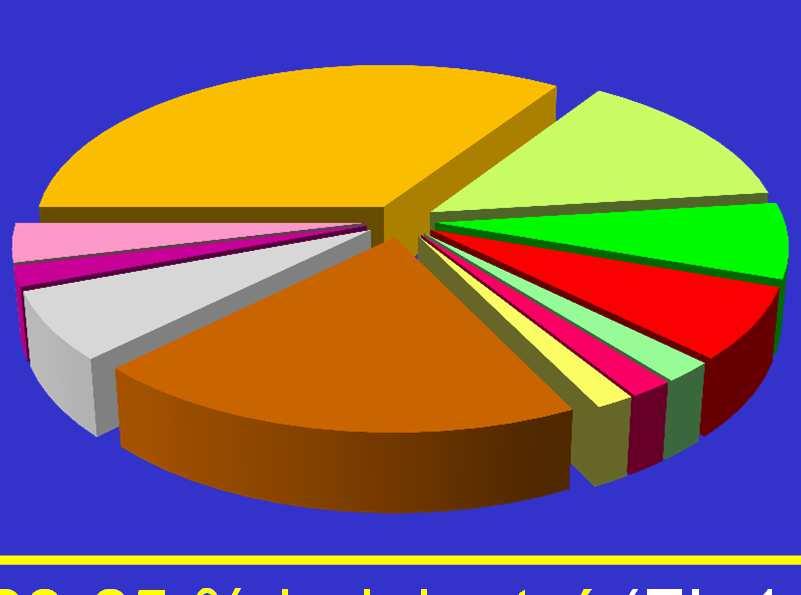 POMĚRNÉ ZASTOUPENÍ HLAVNÍCH DIAGNÓZ EXTRAMEDULÁRNÍCH NÁDOROVÝCH LYMFOPROLIFERACÍ ČR 2011-2015 Kód Dg ZN % x LBCL, vč. DLBCL 35 C81 Hodgkinův lymfom 17 C82.x FL 1-3A 16 x MZL 8 C83.