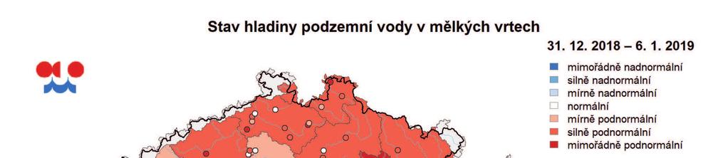 2) Hydrologická situace 9. 1. Hladiny vodních toků jsou setrvalé nebo rozkolísané, některé toky jsou po srážkách v předchozích dnech na mírném vzestupu.