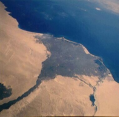delta Nilu se rozkládá na území 24000km2 a