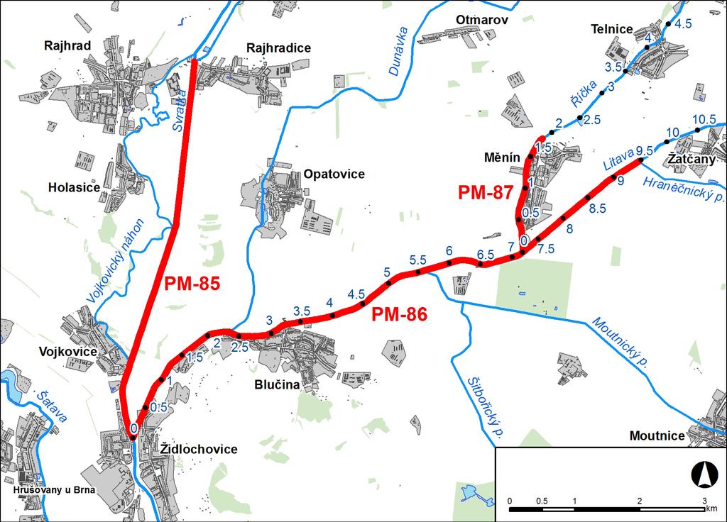 1. LOKALIZACE Předmětem řešeného území je úsek na řece Svratce v km 28,953 34,924, úsek na řece Litavě v km 0,000 9,466 a úsek na řece Říčce v km 0,000 1,837 Obr. č. 1 Přehledná mapa řešeného území 2.