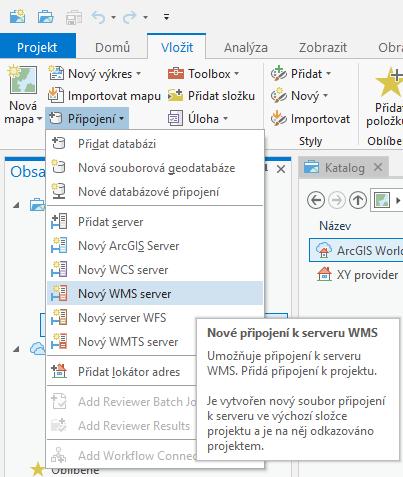 Načtení WMS služby do ArcGIS PRO MAPY DATOVÉ SADY ČÚZK Pozn. Před načtením nastavte projekt na souřadnicový systém S-JTSK Krovak EastNorth (v Možnostech) http://geoportal.cuzk.