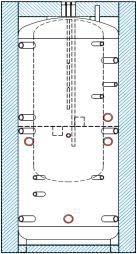 nádrže snížené D s vnořeným zásobníkem V a dělicím plechem D 390/130 pr. 600/800 mm, výška 1670 mm, 399 l, en.