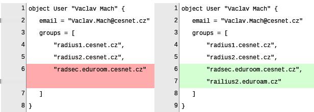Nasazování konfigurace cronjob, každých 5 minut kontrola nových zdrojových dat (LDAP) pomocí modifytimestamp jednou denně