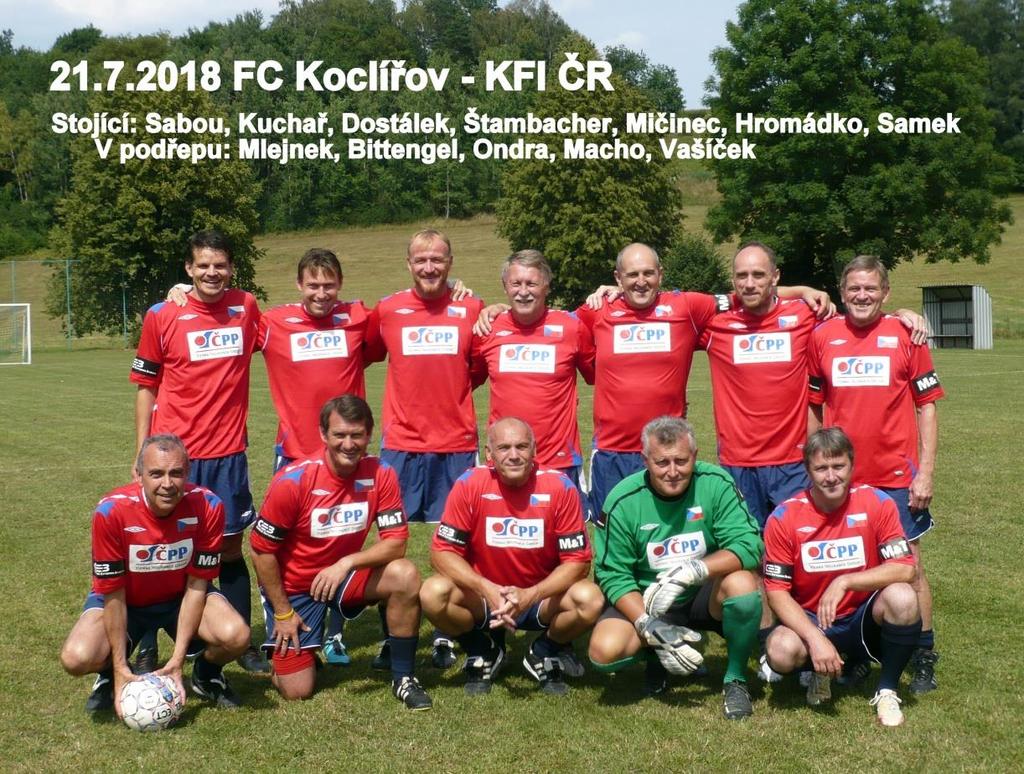 21.7.2018 FC Koclířov KFI ČR 2 : 9 V malé obci nedaleko Svitav byla velká sláva, protože přijeli fotbaloví internacionálové ČR, aby sehráli exhibici s místním klubem, kterému se v loňském ročníku