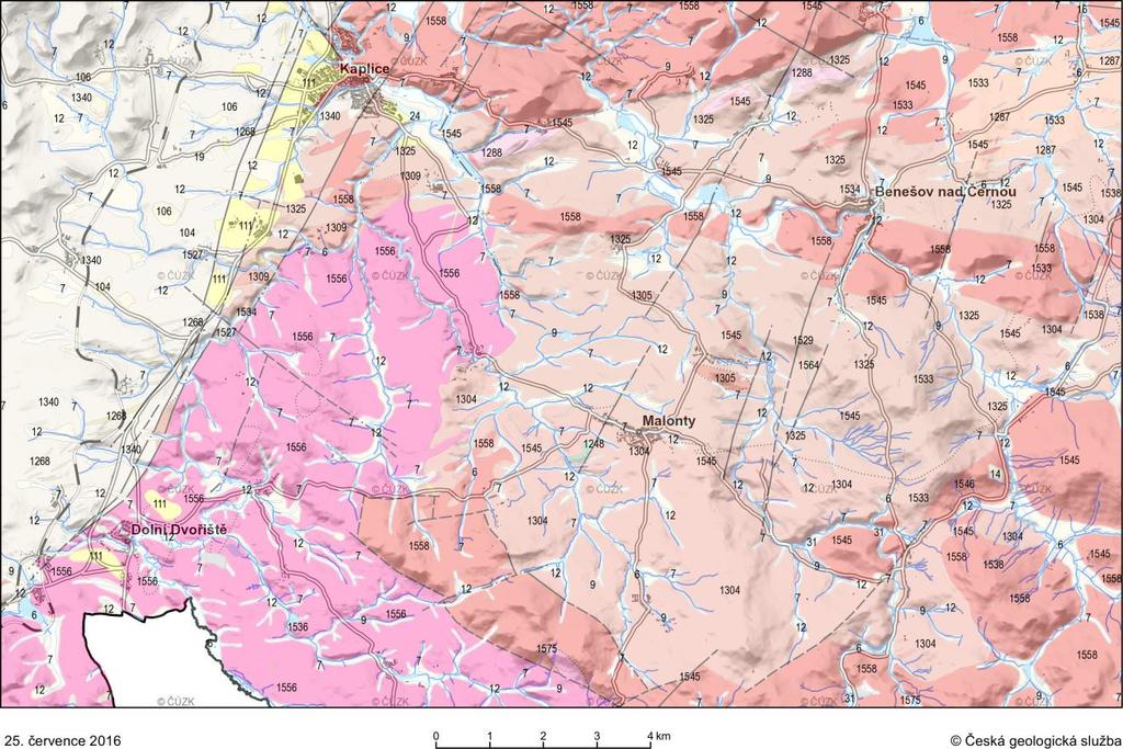 Obr.3 - Geologická mapa zájmové