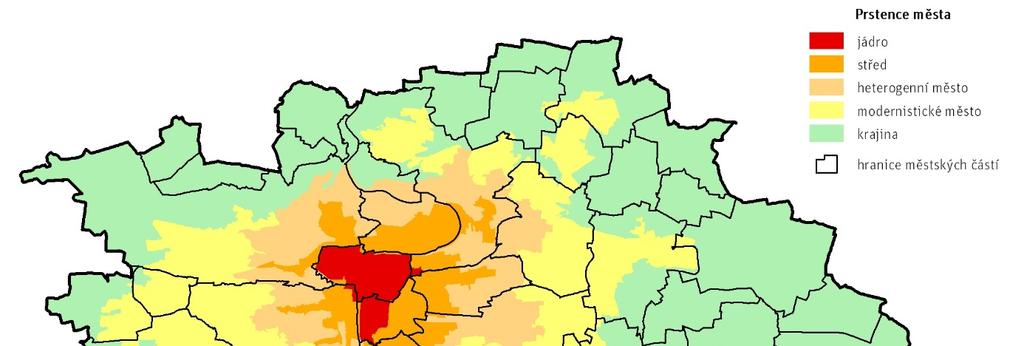 Obrázek 8: Prstence Prahy Zdroj: Územně analytické podklady hl. m. Prahy 2016 Získané údaje o počtu v hl. m. Praze a jejich přepočty za prstence města (aj.