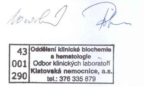 Hodnota u dospělých Hodnota u dětí do10 let Vyšetření Jednotky pod nad pod nad Hemoglobin g/l 60 80 Hematokrit 0,7 Leukocyty 10 9 /l 1 20 2 20 30 Trombocyty 10 9 /l (1.