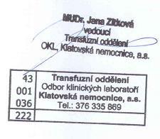Transfuzní oddělení Vyšetření Nepravidelná antierytrocytární protilátka PCT