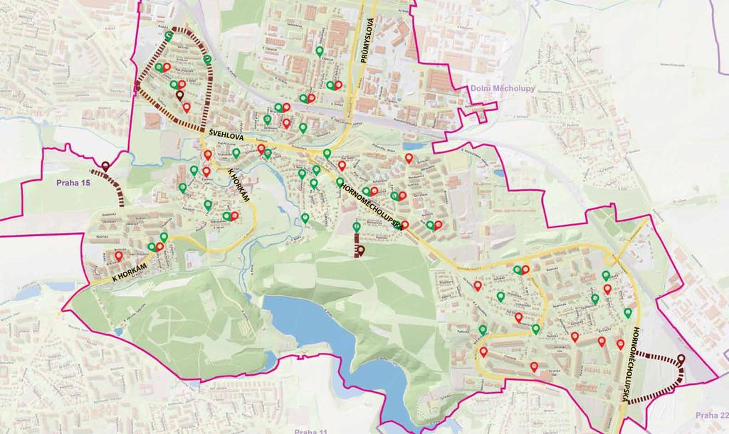 informace z městské části Mapa přistavení kontejnerů na BIOODPAD a VELKOOBJEMOVÝ ODPAD (místa a čas naleznete na předchozí straně) Svoz BIOodpadu ze