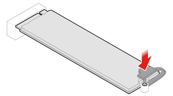 Obrázek 93. Uzamknutí západky jednotky SSD M.2 4. Dokončete výměnu součástí. Viz Dokončení výměny součásti na stránce 56.