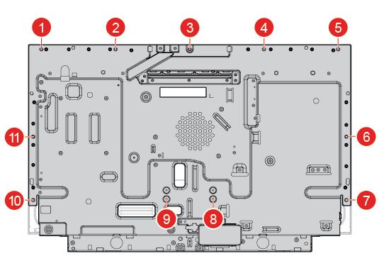 Výměna panelu LCD Upozornění: Nepokoušejte se otevřít počítač ani provádět jakékoli opravy, dokud si nepřečtete Přehled důležitých informací o produktu. 1. Odstraňte stojan počítače.