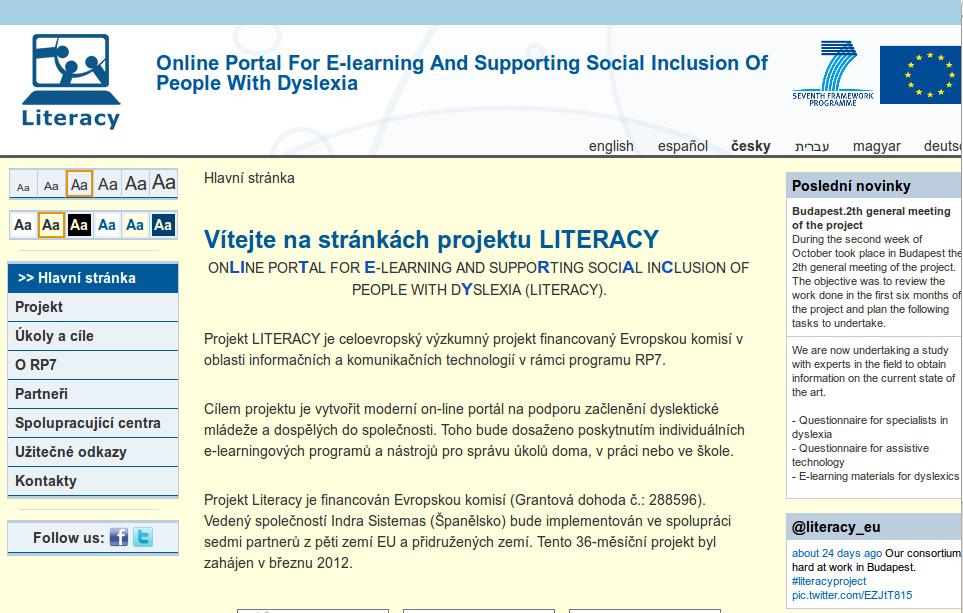 Web projektu Literacy