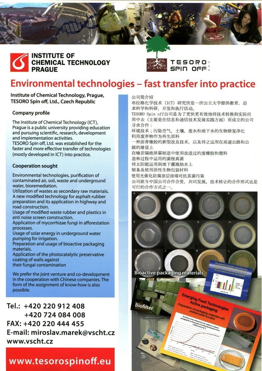 Remediace, stavební chemie, Tesoro spin off Biofiltry