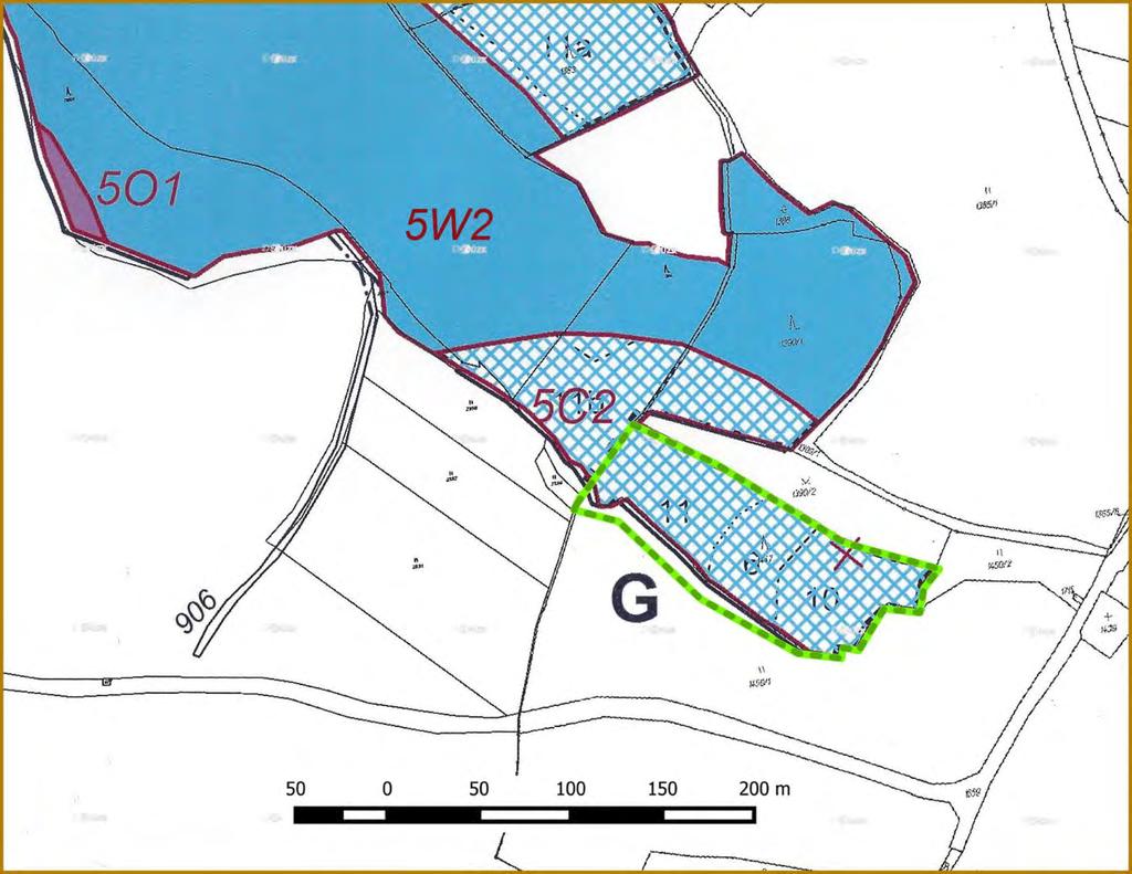 Příloha M4: Lesnická mapa typologická Legenda 5W2 svěží jedlová bučina vápencová šťavelová 5C2
