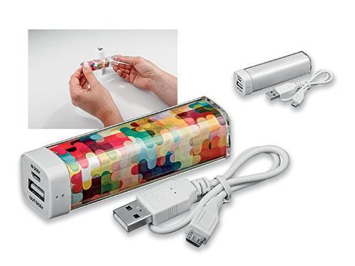 Powerbanka, kov, kapacita 2200mAh, černá, šedá, modrá, červená vstup. USB cable s Micro USB. Rozměry: 9 x 2,2 x 2,1cm. Vstup 5V/1000mA, a výstup 5V/1000mA.