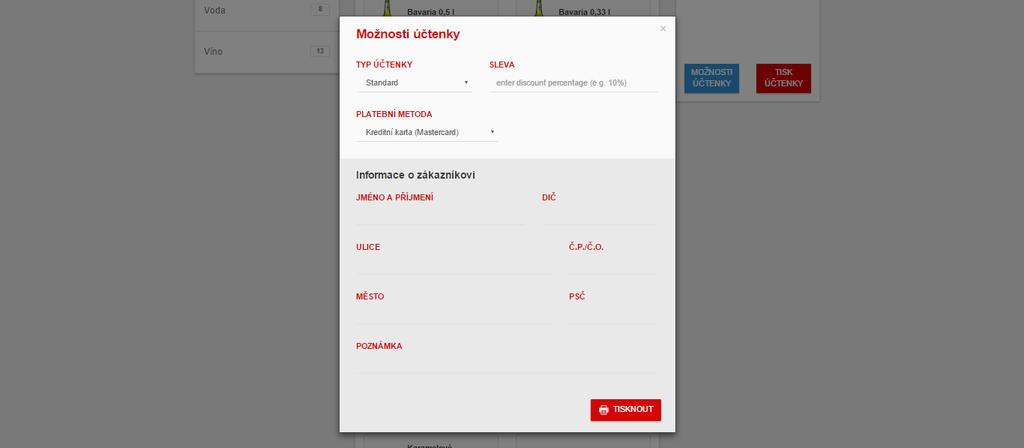 INSTALACE REGISTRAČNÍ POKLADNY Volba fakturavolba Faktura Volba faktura umožňuje zvolit způsob placení kartou American Express, Diners