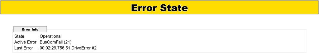 Uvedení do provozu a provoz Error State Zobrazení aktuálního stavu řízení MultiControl Zobrazení aktuální chyby Zobrazení poslední hlášené chyby Error Handling Settings Network Error Sledování