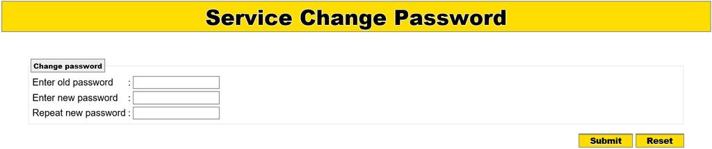 Uvedení do provozu a provoz Service Change Password ¾ Pro změnu hesla zadejte staré heslo a poté dvakrát nové heslo a kliknutím na tlačítko Submit přeneste změnu