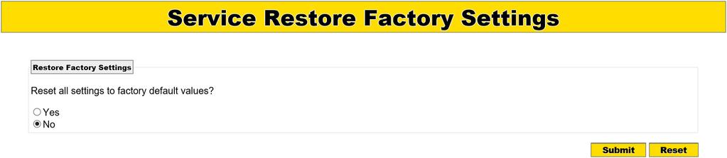 Service Restore Factory Settings Návrat na výrobní nastavení: ¾ Volba Yes ¾ Tlačítko Submit UPOZORNĚNÍ Zničení řízení MultiControl v případě předčasného vypnutí