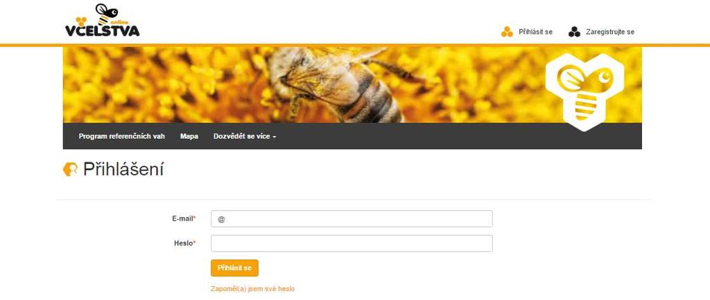 Po přihlášení se uživateli zobrazí stránka, kde v mapě vedle prodejních míst medu a případných referenčních včelstev najde také své plánované postřiky, pokud je už nahlásil.