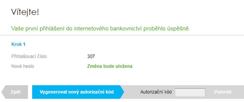 Změna hesla při prvním přihlášení do internetového bankovnictví 3.