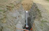 Pokládka do otevřeného výkopu Chování potrubí uloženého v zemi a vystavenému účinku zatížení závisí na tom, zda je tuhé nebo pružné (poddajné). Plastová potrubí jsou pružná.