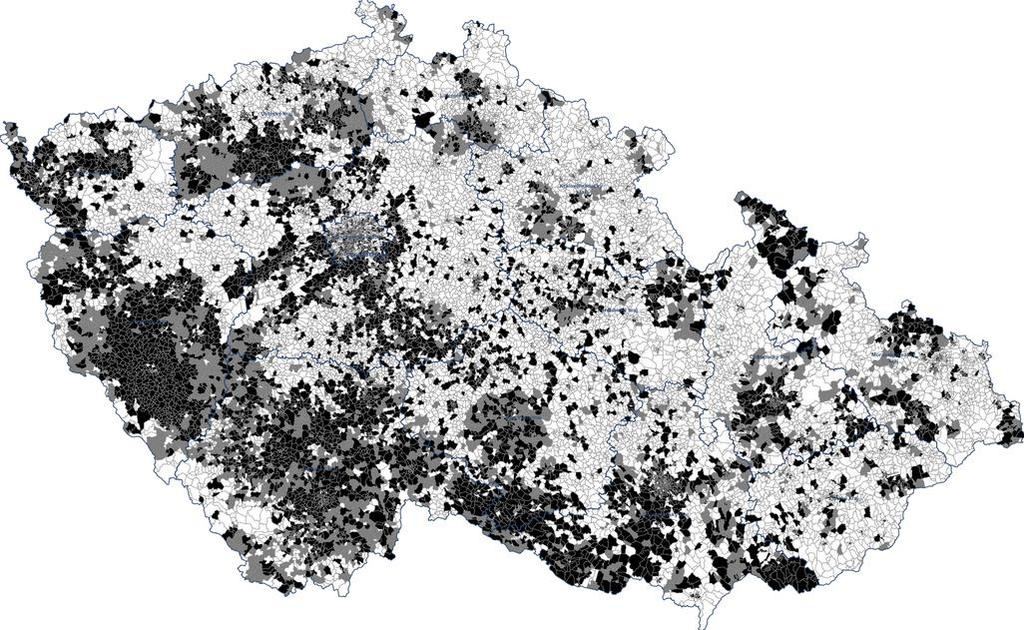 Pokrytí 40-50% adresních míst obytných budov v ZSJ službami přístupu k