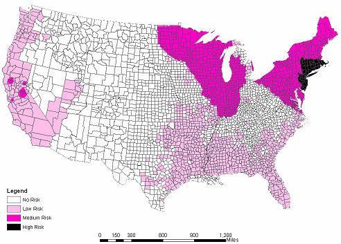 Obr. 5. Ukázka mapy z American Lyme Disease Foundation (převzato ze stránek ALDF) 6.3. Maplecroft (www.maplecroft.