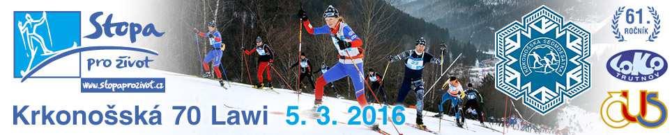 Místo konání: Špindlerův Mlýn, Svatý Petr Datum konání: 05/03/2016 Krkonošská 70 LAWI Official Results 1. 18 KASPER-SWIX TEAM 03:51:42.6 00:00:00.