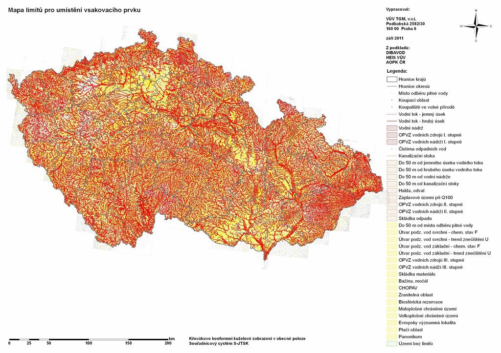 2.4 Pracovní mapy limitů Pro obě mapy jsou zpracovány pracovní mapy se zobrazením v měřítku 1 : 750 000, jako podklad je použita rastrová vrstva Základní ohospodářské mapy (ZVM 50) a zobrazení