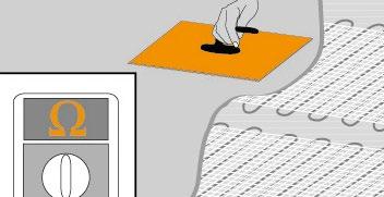 Zkontrolujte hodnotu odporu topné rohože Tyto naměřené údaje opět zaneste do INSTALAČNÍHO PLÁNU. INSTALACE - PRO VYTÁPĚNÍ 4. Instalace do flexibilního lepidla 4.1.