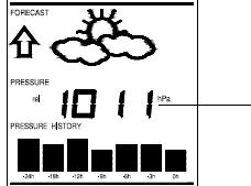 Změnou jednotek tlaku se neovlivní jednotka zobrazení citlivosti symbolu počasí a historie vývoje tlaku, které se zobrazují vždy v hpa.