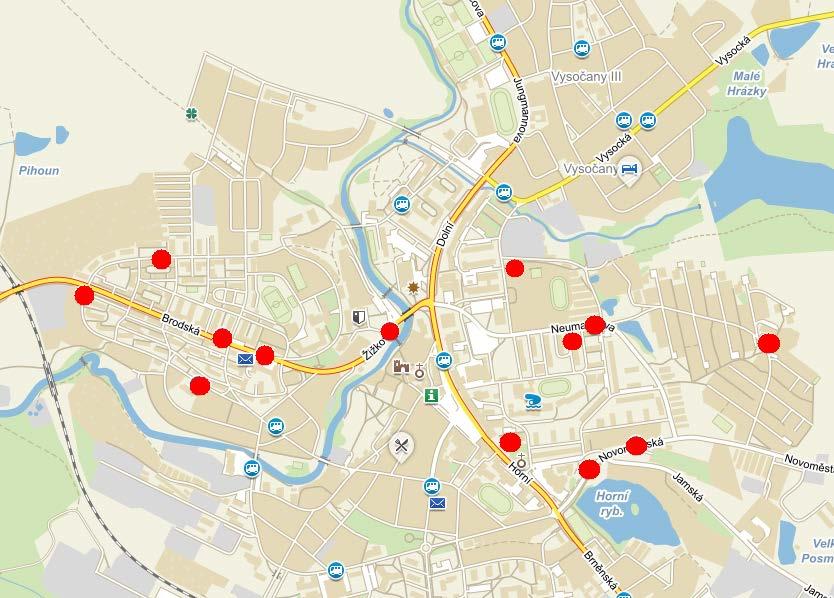 Mapa zastávky, detail č. 2 ul.