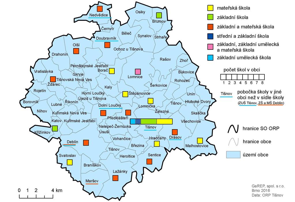 MŠ, ZŠ, ZUŠ NA ÚZEMÍ ORP TIŠNOV A NAPLNĚNOST ZŠ a MŠ (X,V) V O V V v V n VNN N v n N =