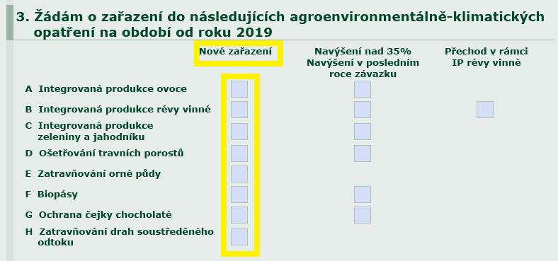 AEKO D2 mezofilní a vlhkomilné louky hnojené, D3 mezofilní a vlhkomilné louky nehnojené, D4 horské a suchomilné louky hnojené, D5 horské a suchomilné louky nehnojené, D6 trvale podmáčené a rašelinné