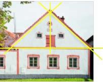 c) Každá střešní krytina má nejmenší dručený skln střechy. Na brázku je starčeská chalua, která má na střeše álené tašky. Chalua má skln střechy 45. yznač d brázku, který úhel se jedná.