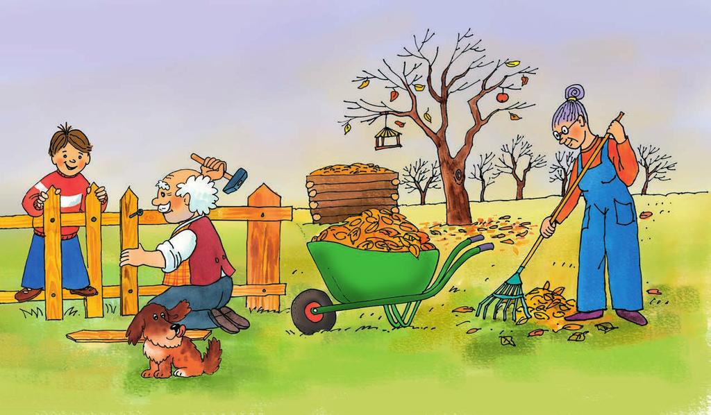 Babí léto je tu. Dětem končí prázdniny. Sluníčko ještě hřeje, ale den se krátí. Když jeřabiny zčervenají, je to pro farmáře a zadrádkáře zpráva, že nadchází podzim. Stromy se pozvolna vybarvují.