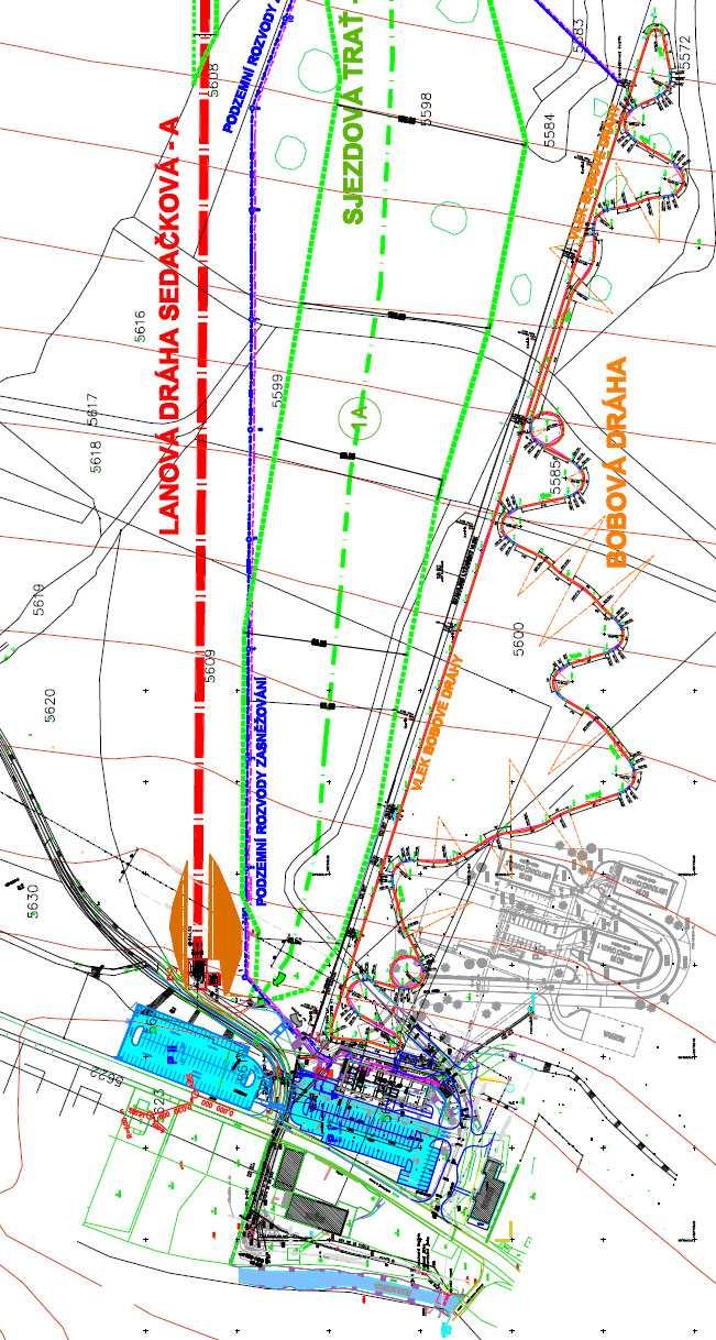 dráhy je situována v ploše podél vleku s příslušnými zatáčkami, vlnami a dvěma karusely. Šikmá délka dráhy a vleku je 1640,30 m. Pojezdová dráha tvořená rourami je instalována nad úrovní terénu.