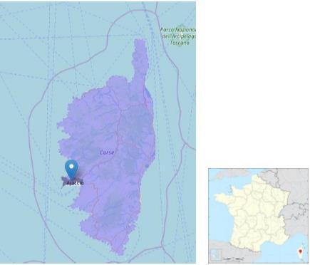 1. Mapa zamořené zóny stanovené v regionu Korsika