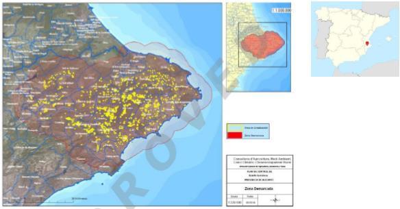 6. Mapa vymezené oblasti stanovené v autonomním společenství Valencie