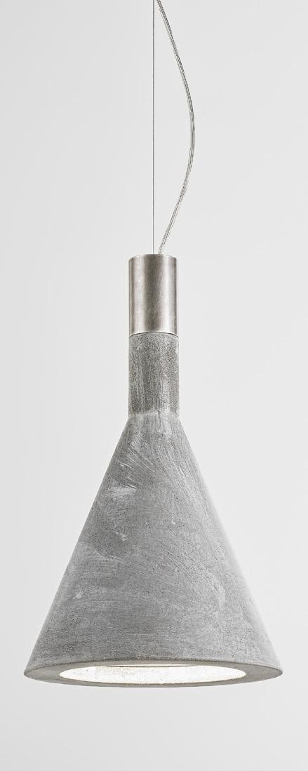 146 Aldo Bernardi LINEA Funnel Lampade a sospensione in cemento fibrato alleggerito, disponibili con finitura grigio scuro o