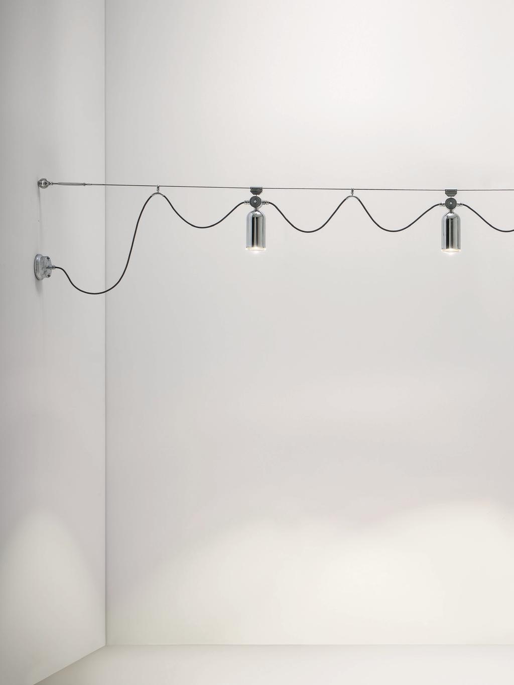 136 Aldo Bernardi Tesata Head light Serie di sospensioni su cavo di acciaio AISI 316.