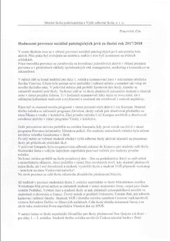 Hodnocení prevence sociálně patologických jevů