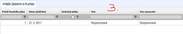 tlačítko Žádost o platbu 2.