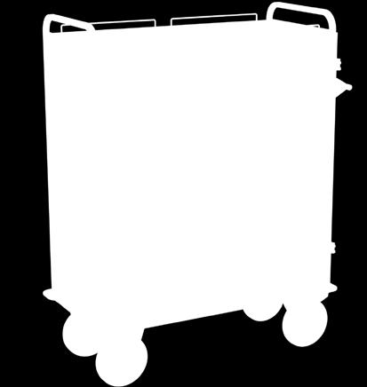 rozměry vozíku konstrukce: ocel s šedou práškovou barvou bílá MDF deska 3x police; 1x uzamykatelné dveře 4x rohový nárazník z odolného