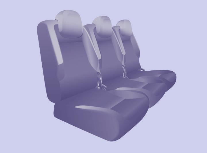 Sedadla 62 ZADNÍ SEDADLA Tři zadní individuální sedadla jsou vybavená zasunovacími opěrkami hlavy.