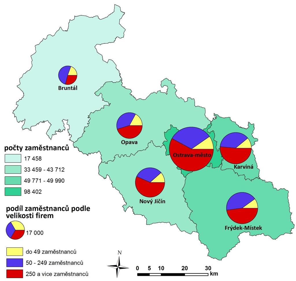 Úřad práce České republiky, Krajská pobočka v Ostravě strana 12 Mapa II/1 - Zaměstnanost u