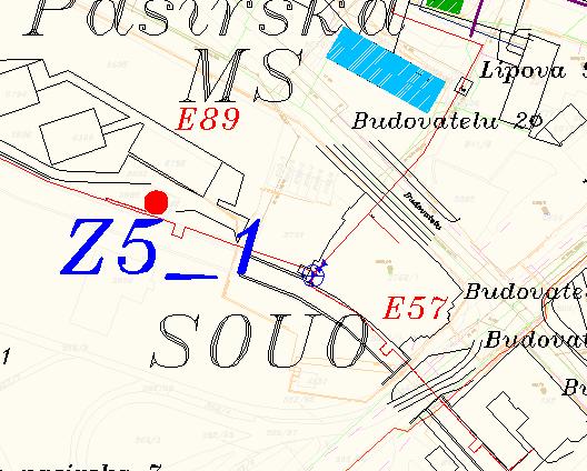 Obrázek 17: Napojená oblast zdroje Z5_1 Předpokládaný připojovací příkon oblasti: Zima 431 kw Léto 35 kw Instalované zařízení: 2 ks teplovodní kotel 250 kw Celkem 500 kw Zdroj bude umístěn v prostoru