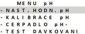 5.3.2 Nastavení doporučeného bodu ph Aktuální měření sondy Doporučené body Nastavením doporučeného bodu ph se stanoví, kdy se do systému přidává kyselina ke snížení hodnoty ph vody.
