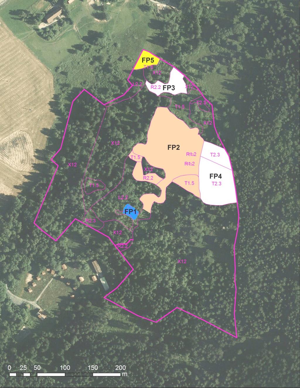 Příloha M3: Mapa dílčích ploch a